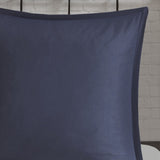 7 Piece Printed Seersucker Comforter Set with Throw Blanket Blue King/Cal King B03597122