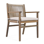 ZUN Outdoor Dining Chairs Set of 2, Acacia Wood Patio Armchair with Rope Design Back and Water Repellent N779P224995B