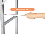 Portable Folding Bar Table with Shelf, Tradeshow Podium Table with Black Skirt and Carrying Bag, for 74020980