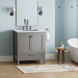 30" Bathroom Vanity with Sink Combo, Fully Assembled Bathroom Sink Cabinet with Marble Countertop, W1573P237850