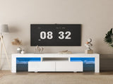 High gloss TV Stand with LED Lights for TVs up to 65'', Modern TV Console with Storage Cabinets for W1321126651