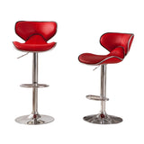 Masaccio Upholstery Airlift Adjustable Swivel Barstool with Chrome Base, Set of 2, Red T2574P164836