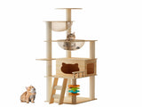 59" Modern Cat Tower, Wood Cat Tree Tower for Indoor Cats, Cat Treewith Sisal-Covered Scratching W3101P383595