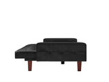 Black Convertible Double Folding Room Sofa Bed, PU Leather, Tufted Buttons, Suitable for 97825531