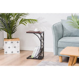 54*30.5*21CM Leaf Pattern Iron Side Table Coffee Table Brown 84392576