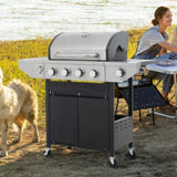 Propane Grill 4 Burner Barbecue Grill Stainless Steel Gas Grill with Side Burner and Thermometer for 57948567
