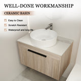 ZUN 30 " Modern Design Float Bathroom Vanity With Ceramic Basin Set, Wall Mounted White Oak Vanity With 27968939