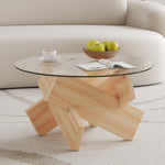 ZUN Circular glass coffee table, 33.4-inch modern and distinctive design tea table. Tempered glass W1151P146792