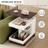 U-Can Adjustable End Table with Wheels, Modern Multifunctional Sofa Side Table with Lift-Top, N724P292505K