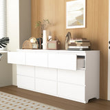 ZUN White 9 Drawer Cabinet for Bedroom, Wide Modern Chest of Drawers No Handles Design, Wood Storage W409P225882