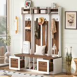 5-in-1 Entryway Bench with Coat Rack, 7 Sturdy Hooks, 2 Spacious Drawers and Adjustable Shelves, 88805831