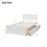 ZUN Twin size Platform Bed with Two Drawers, White WF194280AAK