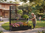 Metal Raised Garden Bed with Wheels and Trellis,73"x47"x16" Planter Box for Climbing Plants, 21836829