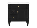 24 Inch Bathroom Vanity with Sink, Black Freestanding Bathroom Cabinet with Flip Drawer, Adjustable 84849124