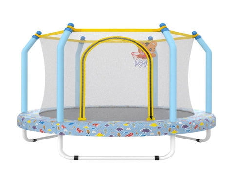 55-inch Trampoline for Kids Indoor & Outdoor Small Toddler Trampoline with Basketball Hoop W1163P264321