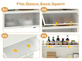 5-Tier Rolling Microwave Stand Flip Dust-Proof Doors 4 Casters with Brakes Kitchen Storage Rack 71337506