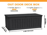 230 Gallon Large Outdoor Storage XXL Deck Box for Patio Furniture, Outdoor Cushions, Garden Tools K1163P306621