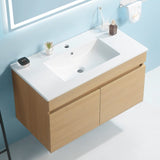 ZUN 30 Inch Wall Mounted Bathroom Vanity with White Ceramic Basin,Two Soft Close Cabinet Doors, Solid 35740155