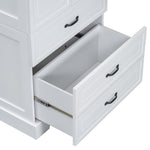 ZUN Tall Bathroom Storage Cabinet, Cabinet with Two Doors and Drawers, Adjustable Shelf, MDF Board, N725P206123K