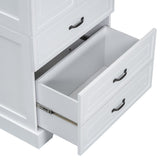 ZUN Tall Bathroom Storage Cabinet, Cabinet with Two Doors and Drawers, Adjustable Shelf, MDF Board, N725P206123K