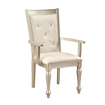 ZUN Modern Silver Finish Arm Chairs 2pc Set Crystal Button-Tufted Chair Traditional Design Dining Room B01182312