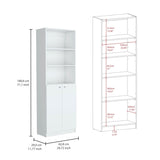 ZUN Home 2-Door Bookcase, Modern Storage Unit with Dual Doors and Multi-Tier Shelves -White -Office B200137830