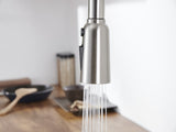 Kitchen Sink Faucet with Pull Out Sprayer Brushed Nickle,Stainless Steel High Arc 3 Way Setting 76791346