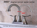 2-Handle 4-Inch Brushed Nickel Bathroom Faucet, Bathroom Vanity Sink Faucets with Pop-up Drain and 99679626