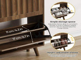 Medieval-style modern shoe cabinet, upright shoe storage unit with vertical grooved finish, W1706P465289