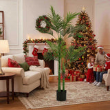6FT Artificial Tree Faux Natural Lush Artificial Plant Indoor Potted Tree Lush Green Leaves, 49534082