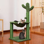 ZUN Cat Tree Scratcher Cactus With Cat Scratching Post Hammock Interactive Ball Green 29427516