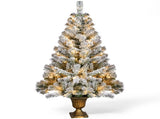 4FT Flocked Christmas Tree in Cup Pot, 211 PVC Tips, 120 Warm White Lights with 8 Modes & Remote, US 19756908