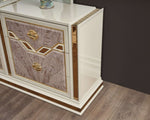 ZUN Omari Modern Style 6- Drawer Dresser Made with Wood and Gold Accents in Beige B009P245440