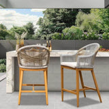 Bar Stools Set of 2 with Arm and Backrest, Outdoor Counter Height Bar Chairs with Cushion, Aluminum W1859P197313