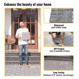 30 PCS Interlocking Deck Tiles Checker Pattern, 12" x 12" Square Light Gray Acacia Hardwood Outdoor 23546728
