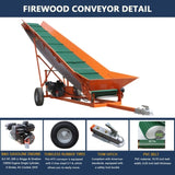Firewood Conveyor 6.5HP 208cc Gasoline Powered 19.7" Width PVC Belt Wood Conveyor Lifter Elevator N818P194902O
