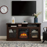 Contemporary TV Media Stand Modern Entertainment Console 18" Fireplace Insert for TV Up to 65" 37943791