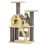 ZUN Cat Tree for Indoor Cats with Pillow-Covered Perches, Spinning Toy, Modern Climbing Activity Cat 36677720