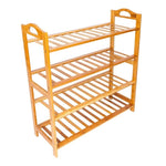 ZUN Concise 12-Batten 4 Tiers Bamboo Shoe Rack Wood Color 49773917