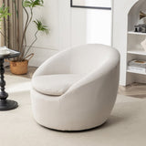 Winnie Modern Teddy Fabric Barrel Chair, 360&deg Swivel, Beige T2574P281443
