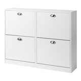 2 Rows 4 Drawers Shoe Cabinet Particle Board 102*25*78.5cm White 23849345
