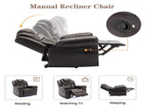 Home Theater Seating Manual Recliner Chair with LED Light Strip for Living Room,Bedroom, Brown WF310725AAD