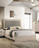 Contemporary 1pc Cream Finish Eastern King Size Bed Bedroom Furniture Gray V-Design Headboard B011P236819