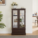 Glass Cabinet Lighted Glass Cabinet Curio Display Cabinet with Adjustable Glass Shelves 2 Doors and W2275P178888