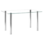 ZUN Simple Assembled Transparent Glass & Iron Dinner Table 68778429