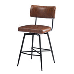 ZUN 26''Retro Swivel Counter Stools Set of 2,Brown Counter Stools with iron Frame,PU Sponge N780P199991B