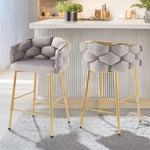 ZUN 28'' Modern Counter Stools Set of 2,Gray Counter Stools with iron Frame,Soft back and N780P199861G