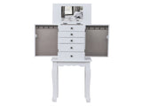 Standing Jewelry Armoire with Mirror, 5 Drawers & 8 Necklace Hooks, Jewelry Cabinet Chest with Top 57172221