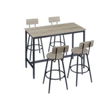 ZUN Pub High Dining Table 5 Piece Set, Industrial Style Pub Table, 4 PU Leather Bar Chairs for Kitchen W1668P151556