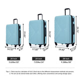 3 Piece Luggage Sets ABS Lightweight Suitcase with Two Hooks, Spinner Wheels, TSA Lock, W28453578